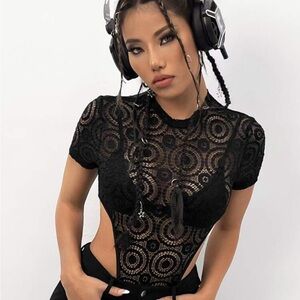 ICON Keyhole Back High Cut Lace Bodysuit